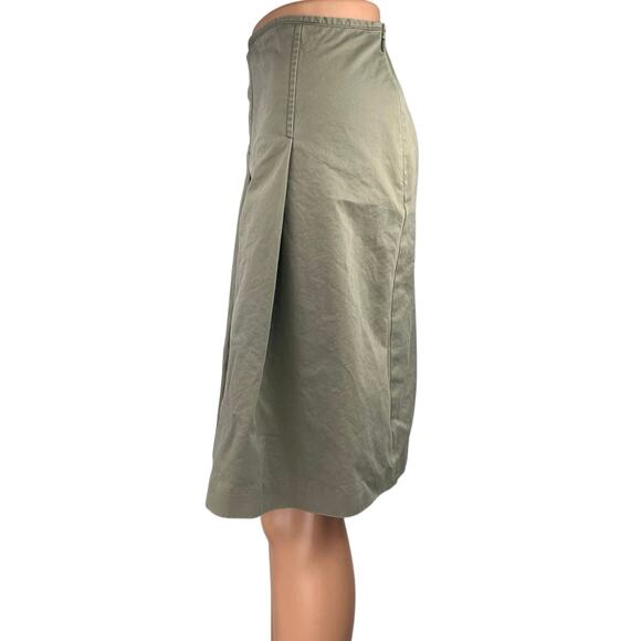 Eddie Bauer Women's Green Khaki Pleated Knee Length A-Line Flared Skirt Size 4 - Picture 2 of 5